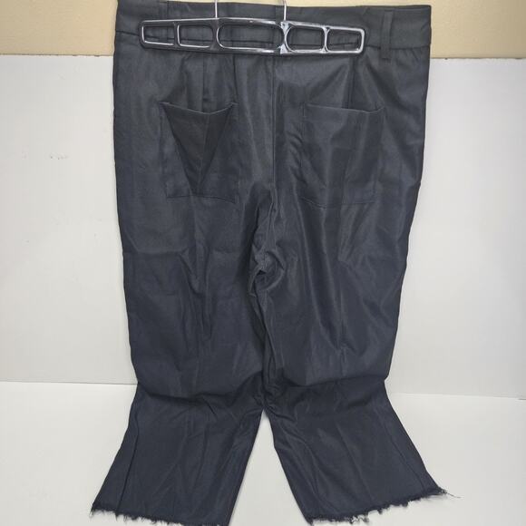 Women's Cropped Straight Cuffed Capri Button Zip Casual Trouser Pants Size M - Picture 3 of 5